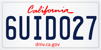 CA license plate 6UID027