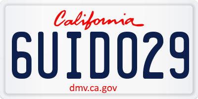 CA license plate 6UID029