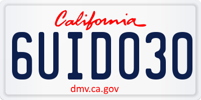 CA license plate 6UID030
