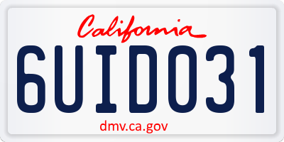 CA license plate 6UID031