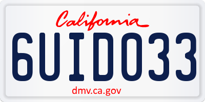 CA license plate 6UID033