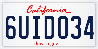 CA license plate 6UID034