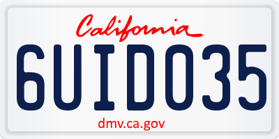 CA license plate 6UID035