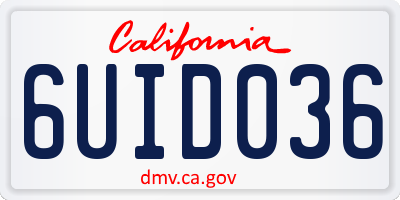 CA license plate 6UID036