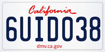 CA license plate 6UID038