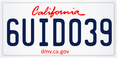 CA license plate 6UID039