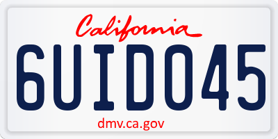 CA license plate 6UID045