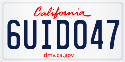 CA license plate 6UID047