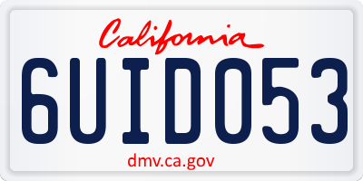 CA license plate 6UID053