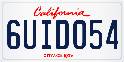 CA license plate 6UID054