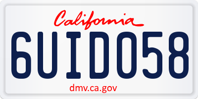 CA license plate 6UID058