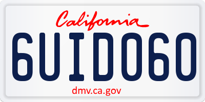 CA license plate 6UID060