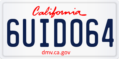 CA license plate 6UID064