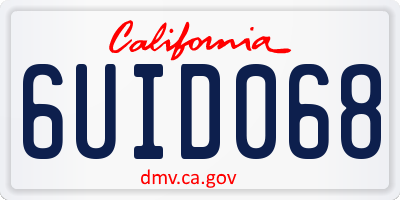 CA license plate 6UID068