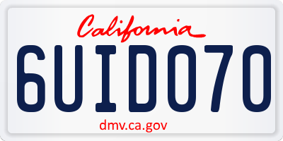 CA license plate 6UID070
