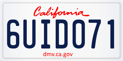 CA license plate 6UID071