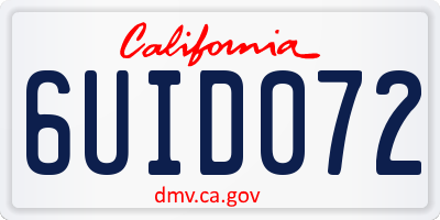 CA license plate 6UID072