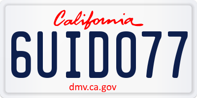 CA license plate 6UID077