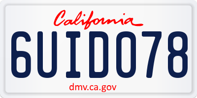 CA license plate 6UID078