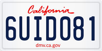 CA license plate 6UID081