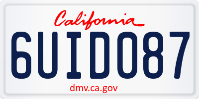CA license plate 6UID087