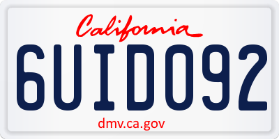 CA license plate 6UID092