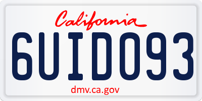 CA license plate 6UID093