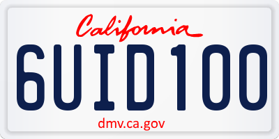CA license plate 6UID100