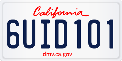 CA license plate 6UID101