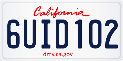CA license plate 6UID102