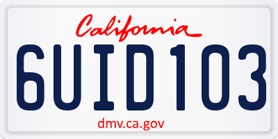 CA license plate 6UID103