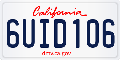 CA license plate 6UID106