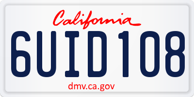 CA license plate 6UID108