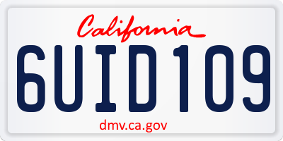 CA license plate 6UID109