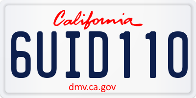 CA license plate 6UID110