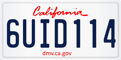 CA license plate 6UID114