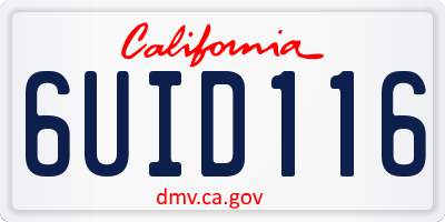 CA license plate 6UID116