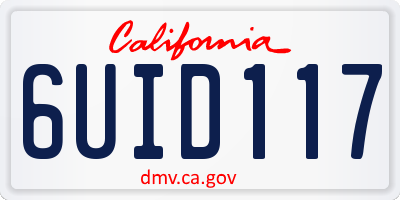 CA license plate 6UID117