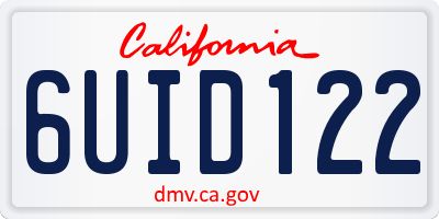 CA license plate 6UID122