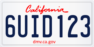 CA license plate 6UID123