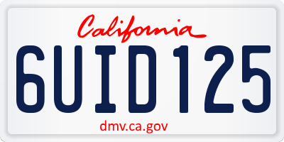 CA license plate 6UID125