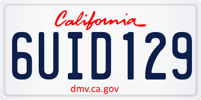 CA license plate 6UID129