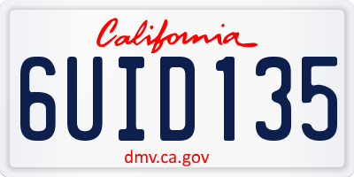 CA license plate 6UID135