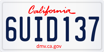 CA license plate 6UID137