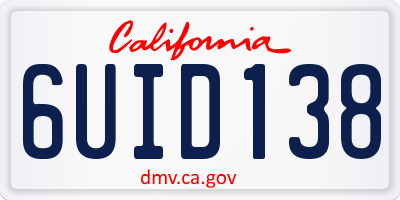 CA license plate 6UID138