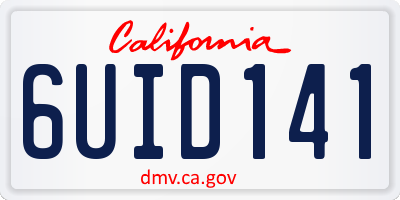 CA license plate 6UID141