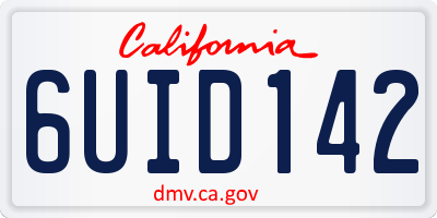 CA license plate 6UID142