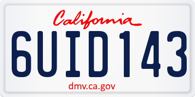 CA license plate 6UID143