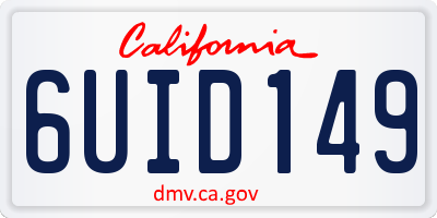 CA license plate 6UID149