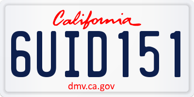 CA license plate 6UID151